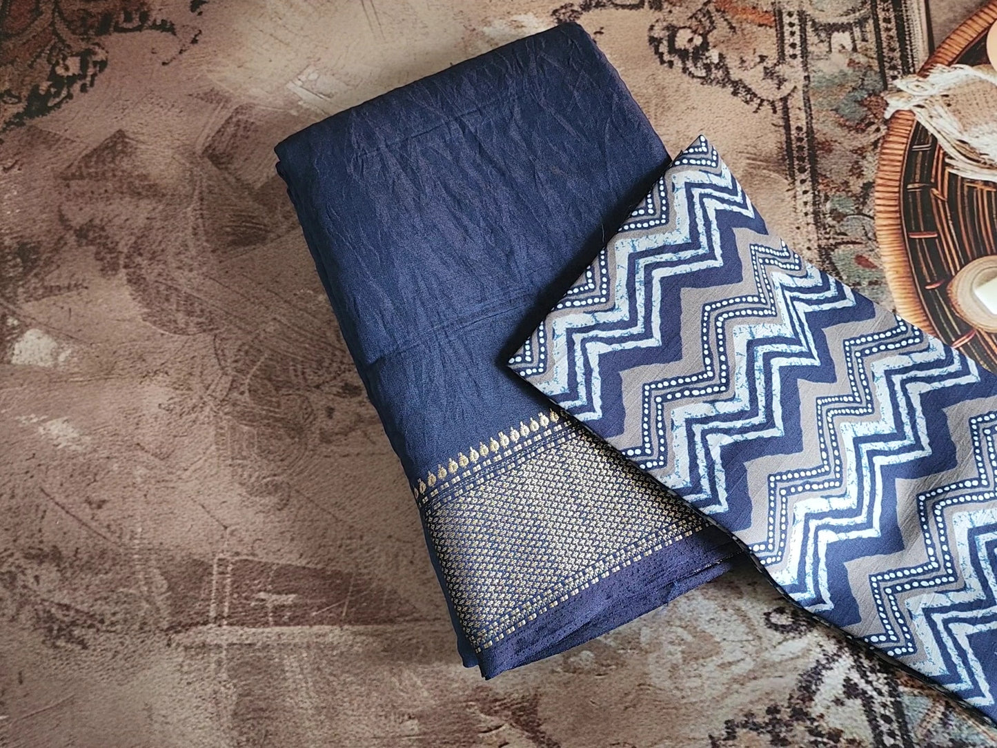 Assam fancy silk saree - Blue