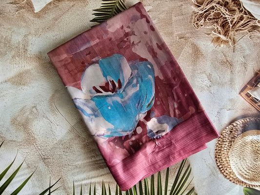 Habutai Silk Sari - Onion Pink