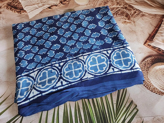 Crystal Modal Silk Saree - Indigo Blue