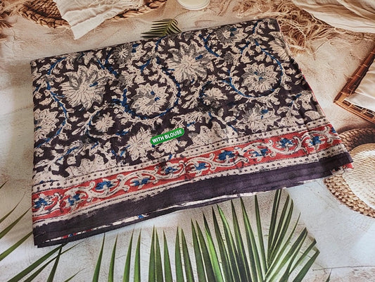 Kalamkari Mul Cotton-Dark Brown