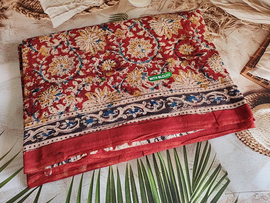 Kalamkari Mul Cotton - Red
