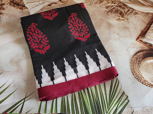 Cotton saree with Pashmina border
