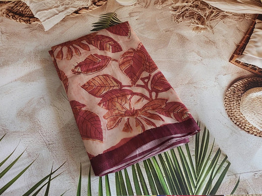 Habutai Silk Sari-Brown