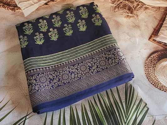 Russian Silk - Blue with Rich Pallu & Border