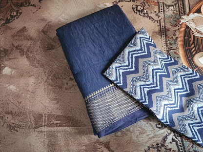 Assam fancy silk saree - Blue