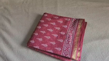 Mulmul cotton sarees - floral designs - Red