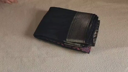 Assam fancy silk saree - Black