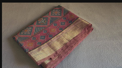 Rajkot Patola Semi silk saree- Dual tone