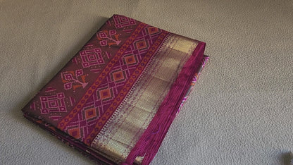 Rajkot Patola Semi silk saree- Dual tone