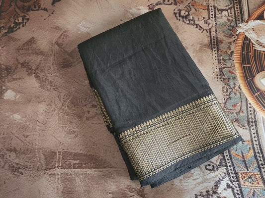 Assam fancy silk saree - Black