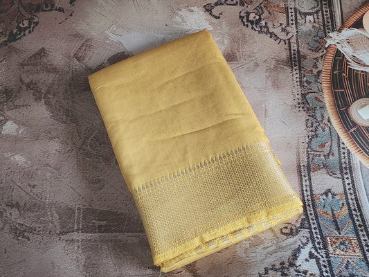 Assam fancy silk saree - Yellow