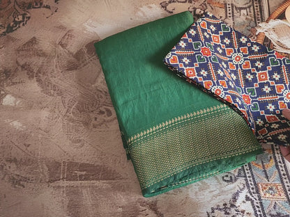 Assam fancy silk saree - Green