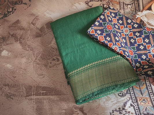Assam fancy silk saree - Green