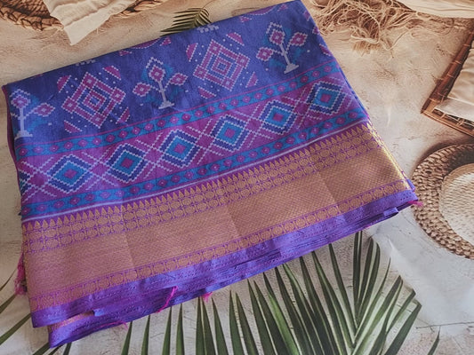 Rajkot Patola Semi silk saree- Dual tone